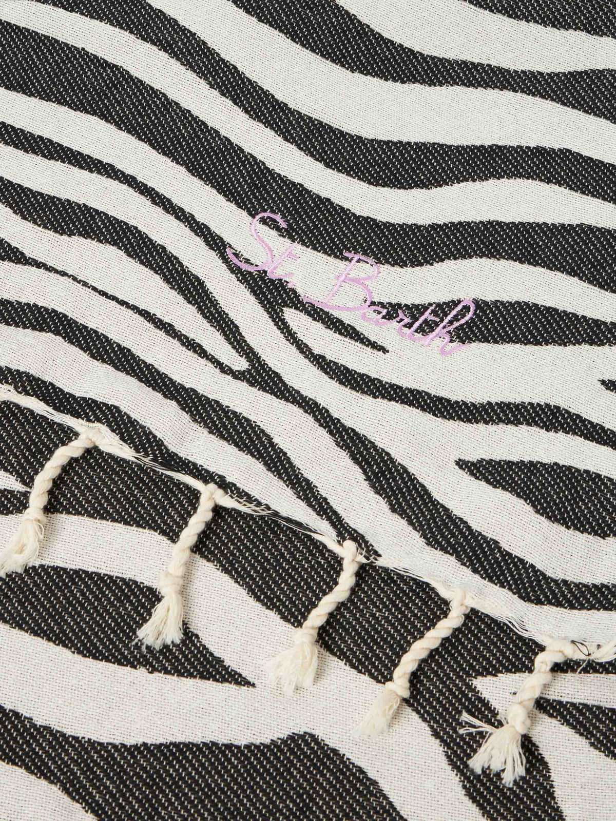 Telo mare Foutas con motivo jacquard zebrato