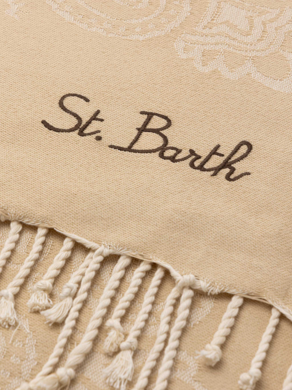 Telo mare Foutas beige con motivo jacquard bandana