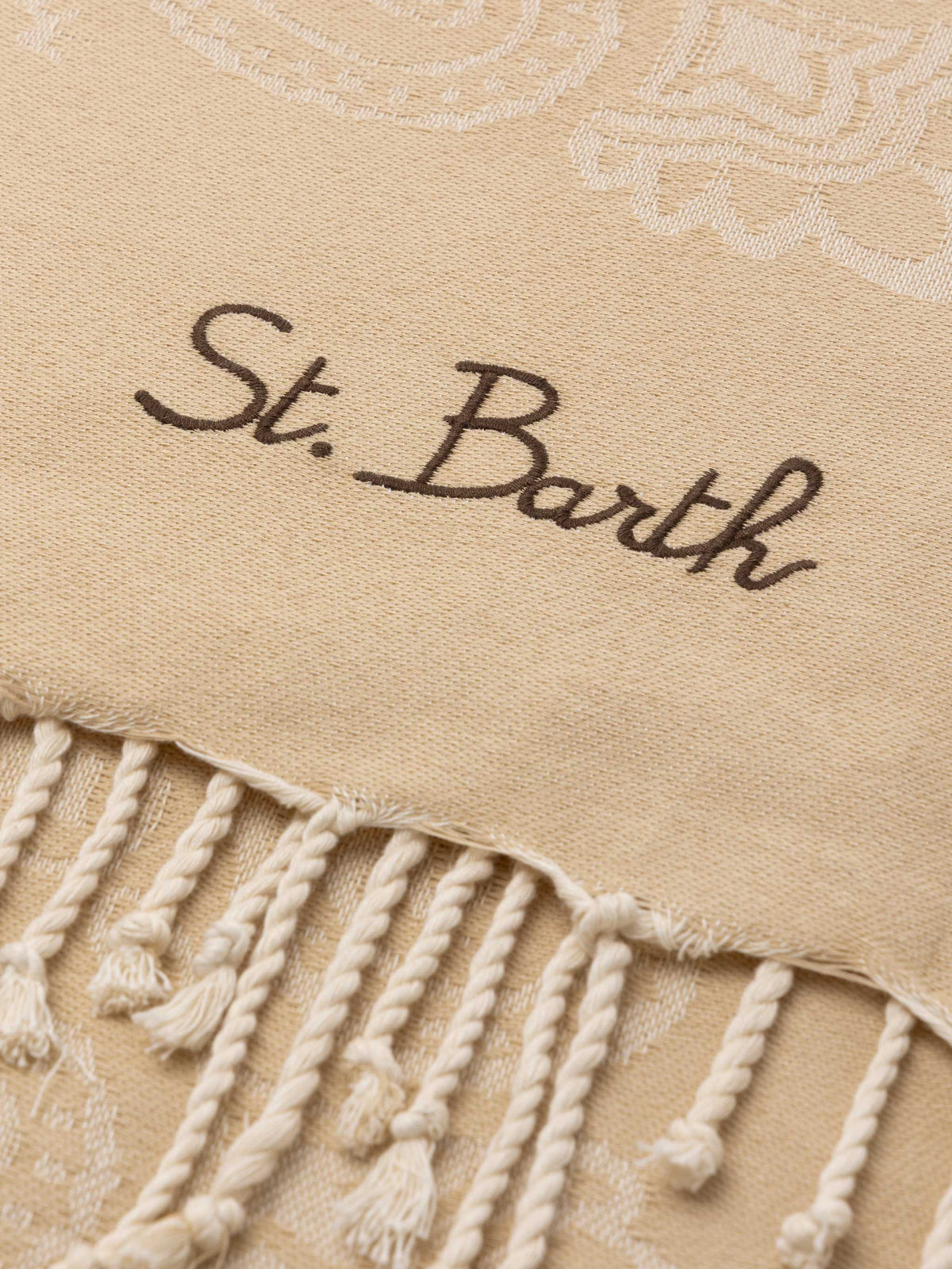 Telo mare Foutas beige con motivo jacquard bandana