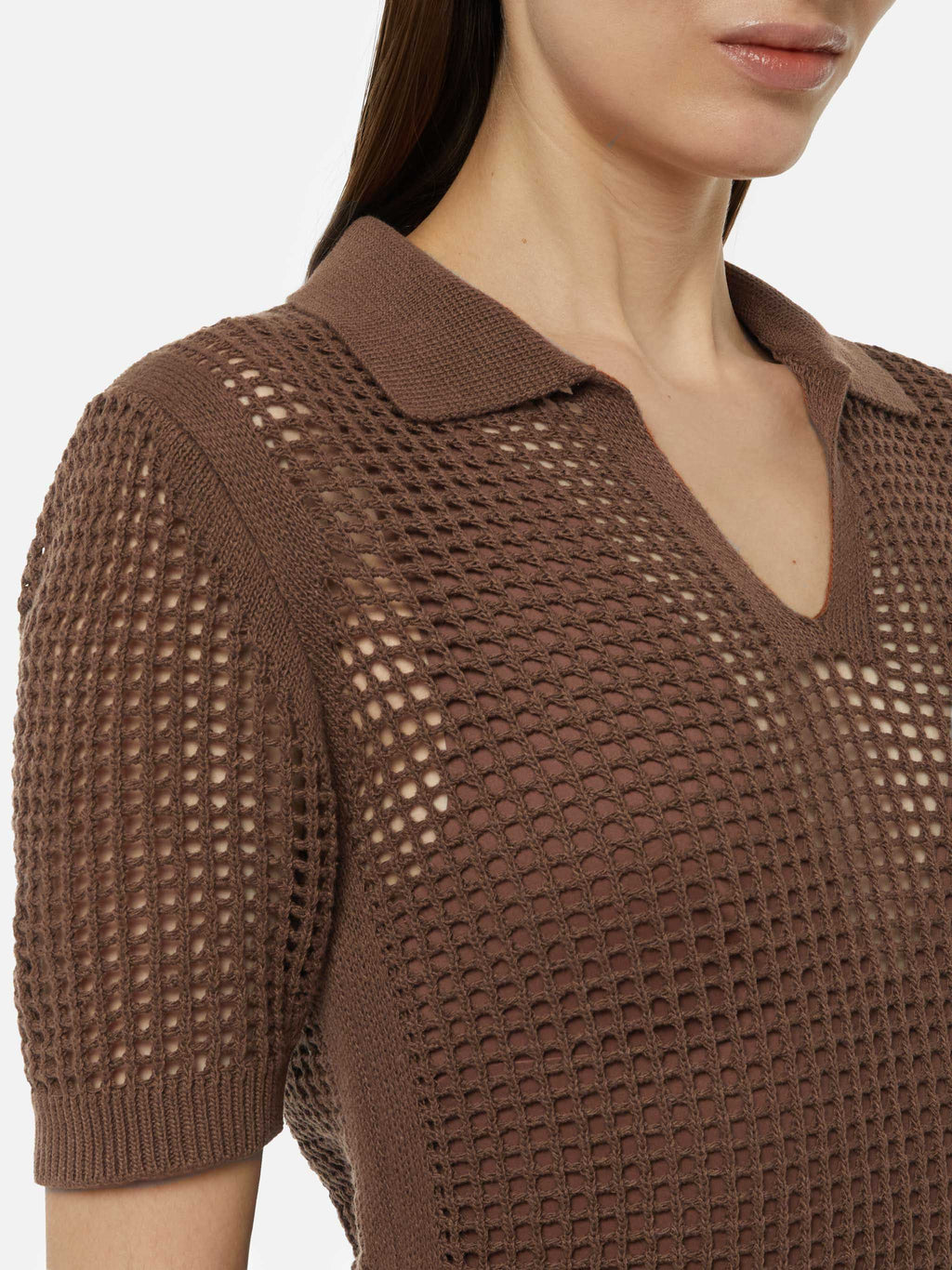 Polo Flora marrone in crochet a rete product image 3