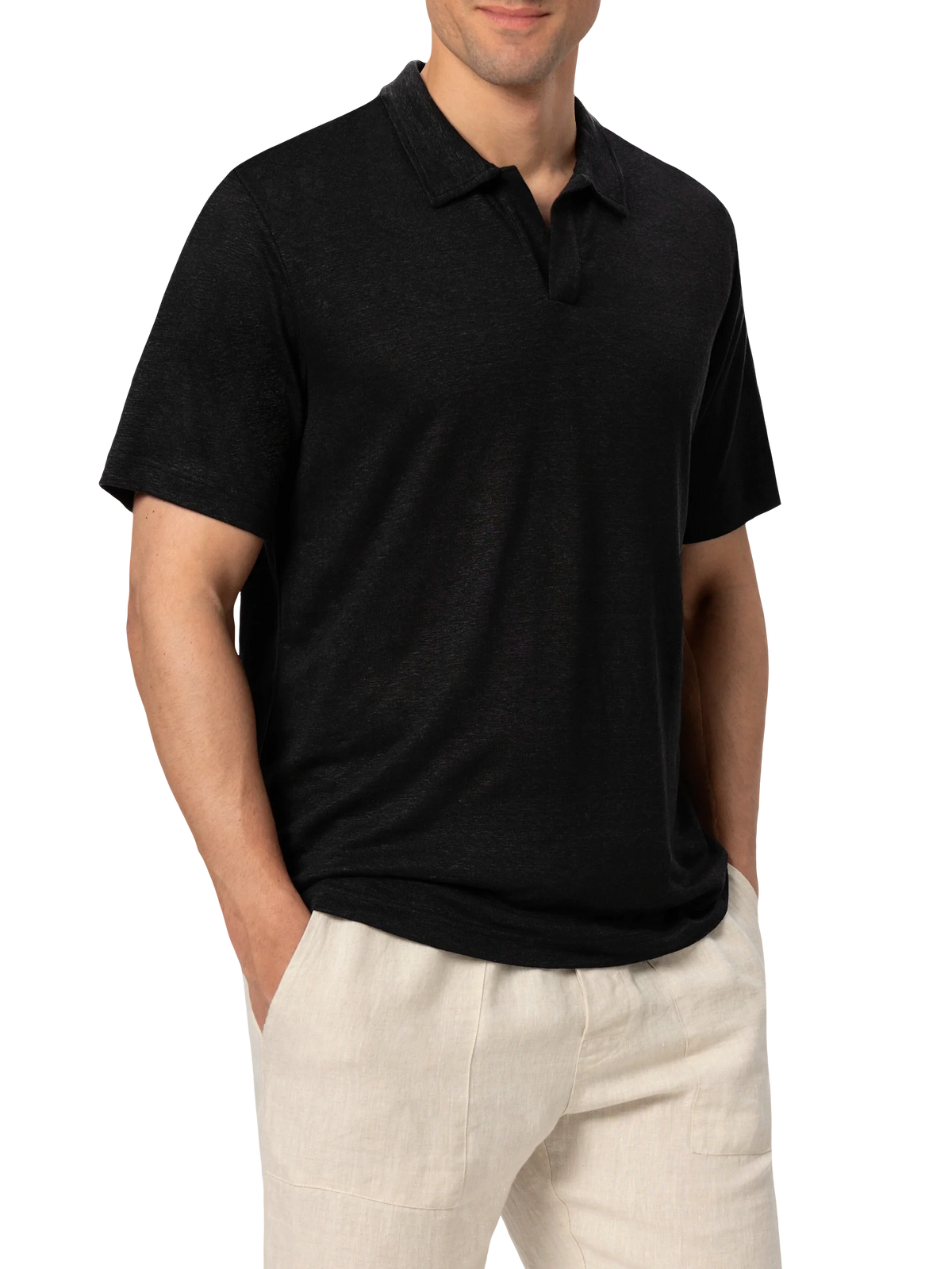 Polo Fraser nera in lino product image 1
