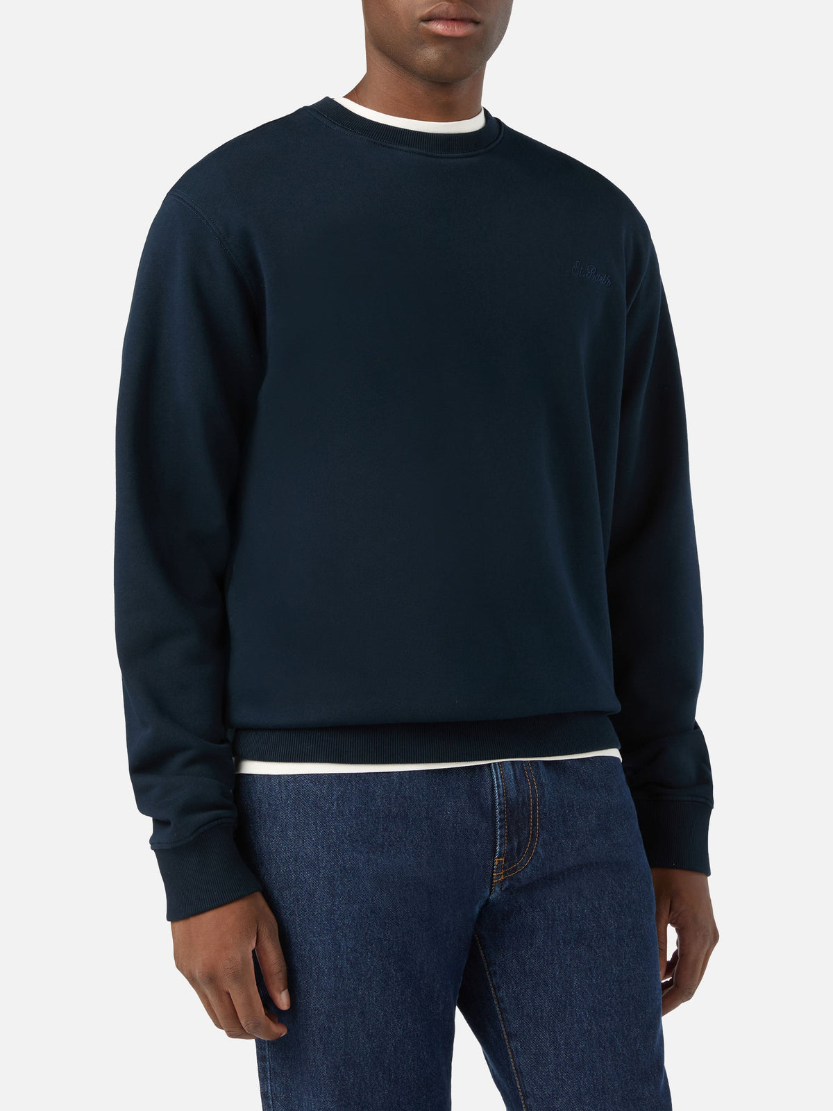 Felpa Fourseason blu navy in cotone con ricamo logo product image 2