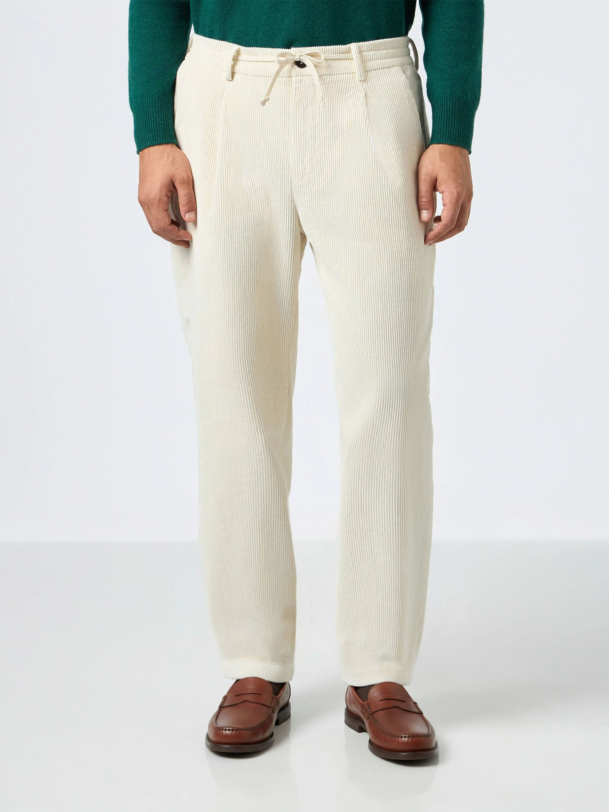 Pantaloni Fuji bianco ghiaccio in velluto a coste