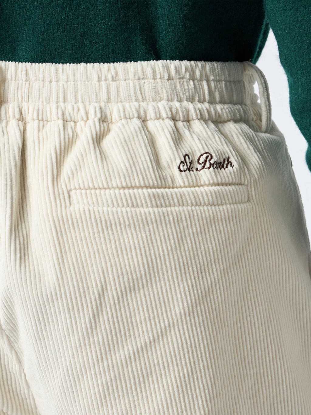 Pantaloni Fuji bianco ghiaccio in velluto a coste