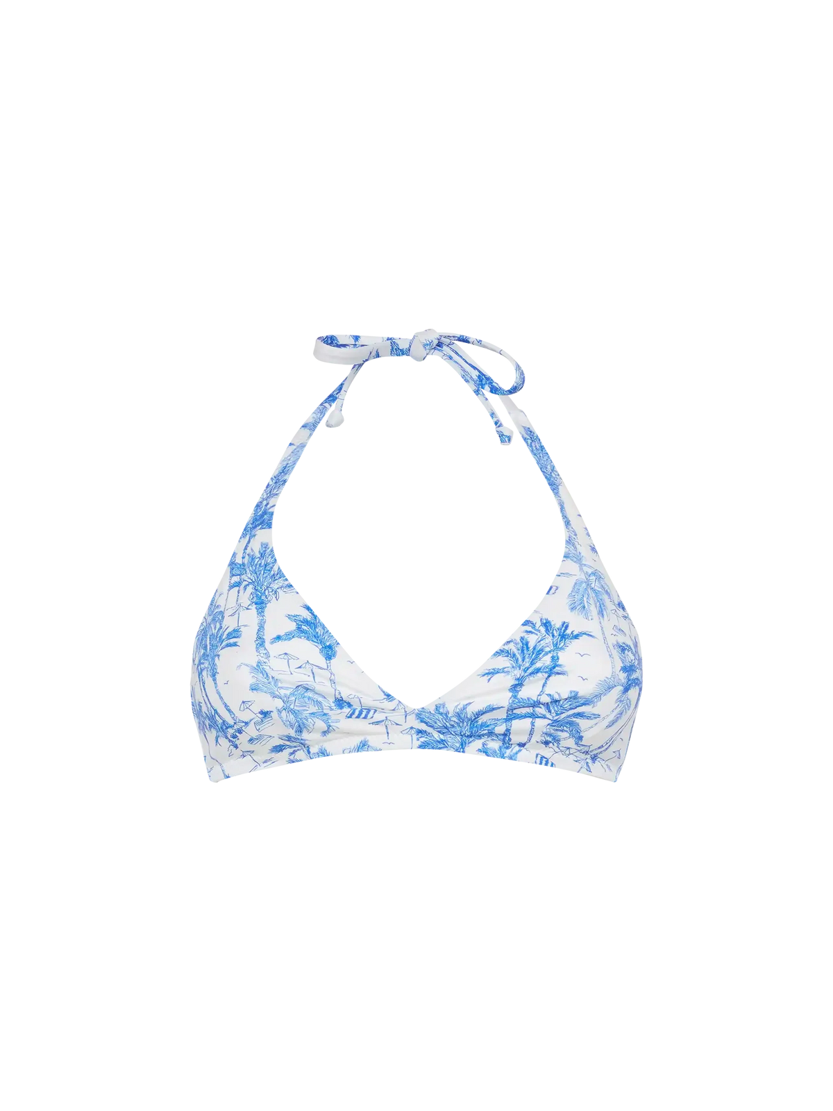 Top bikini bralette Gaia bianco con stampa toile de Jouy