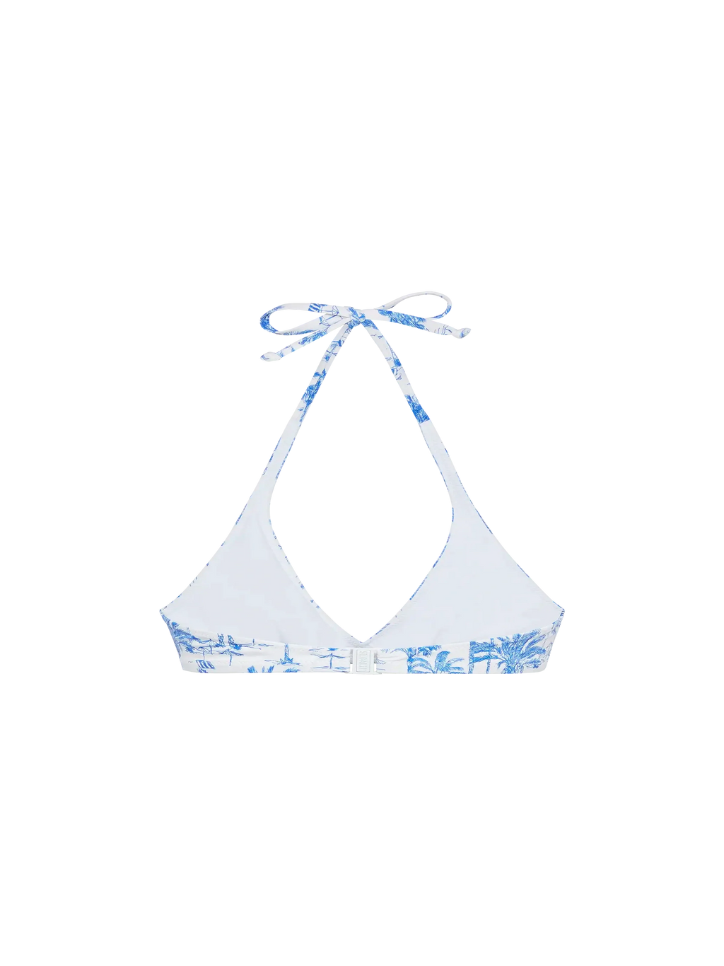 Top bikini bralette Gaia bianco con stampa toile de Jouy