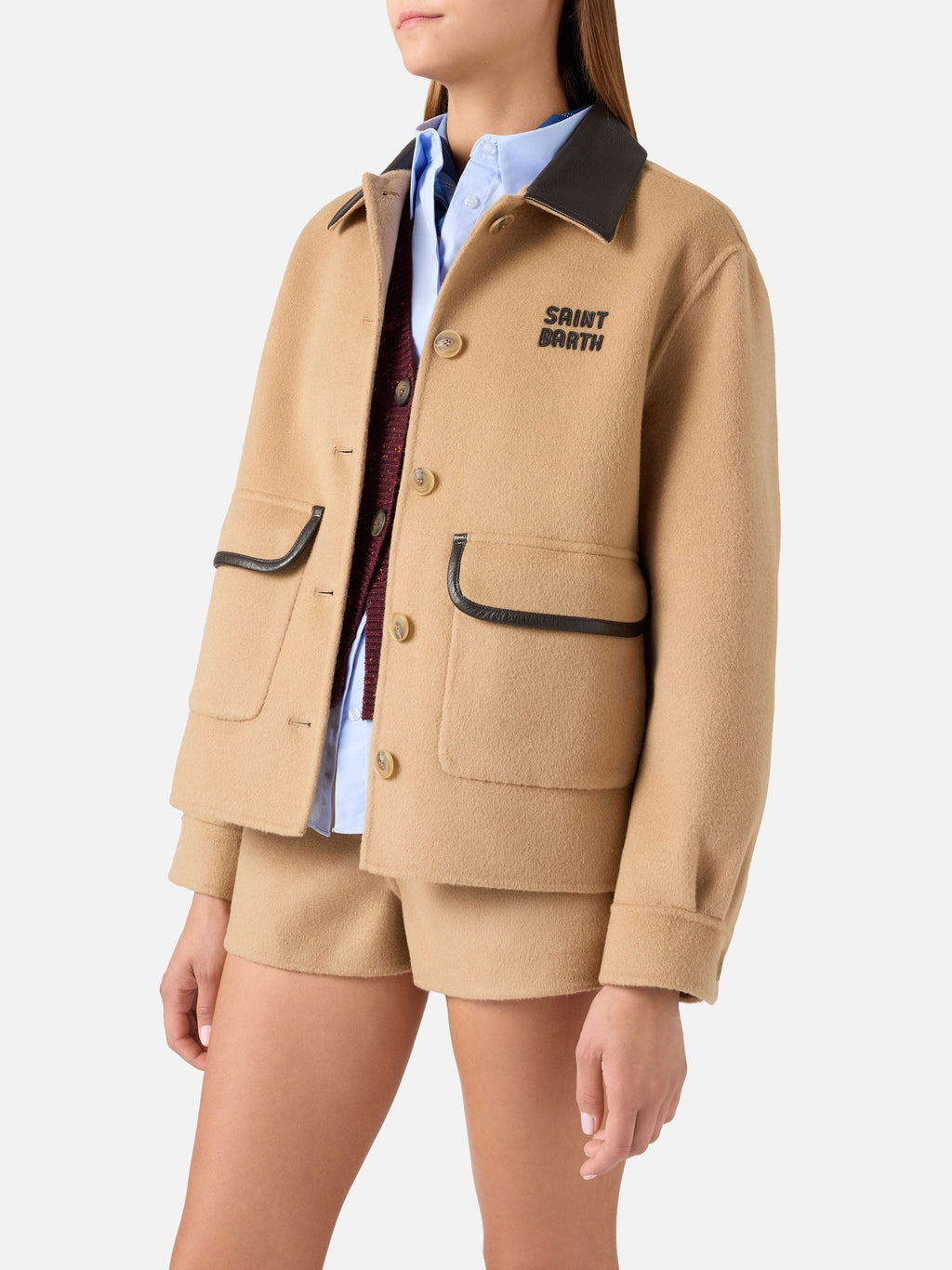 Giacca Glacienne beige in misto lana con patch logo product image 2