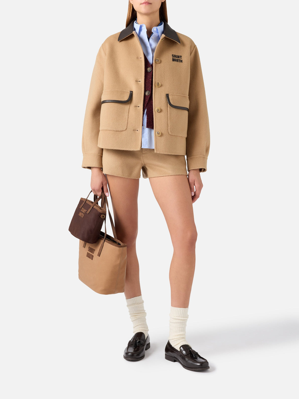 Giacca Glacienne beige in misto lana con patch logo product image 3