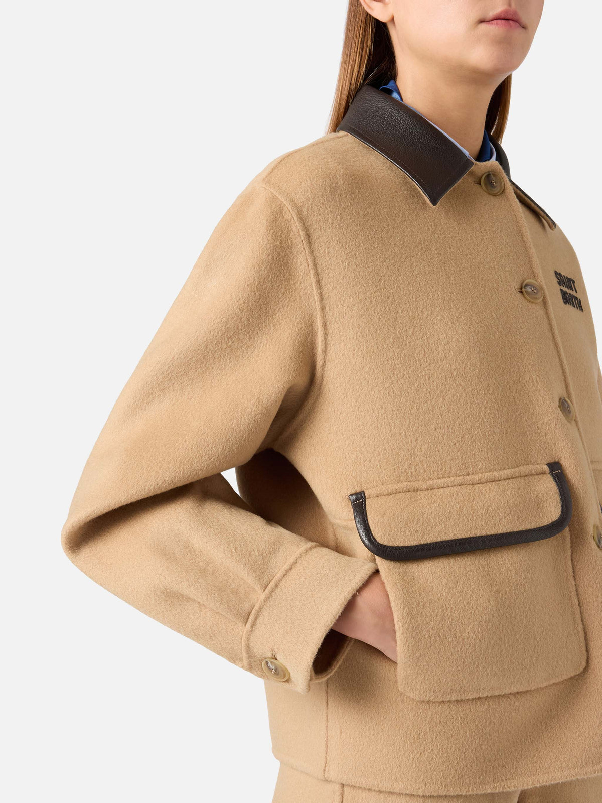 Giacca Glacienne beige in misto lana con patch logo product image 6