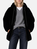 Piumino Geneve nero in velluto con cappuccio product image 1