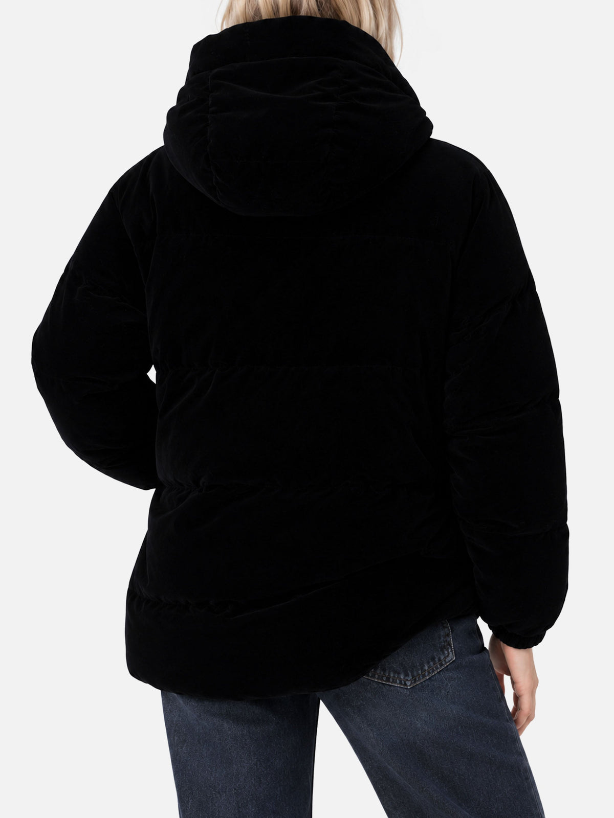 Piumino Geneve nero in velluto con cappuccio product image 3