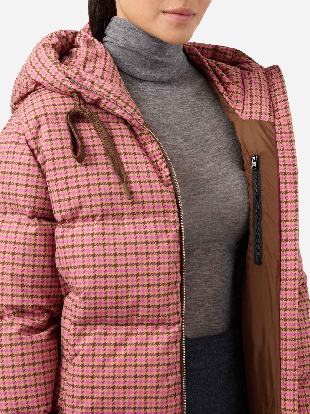 Piumino Geneve con cappuccio e stampa pied de poule product image 3
