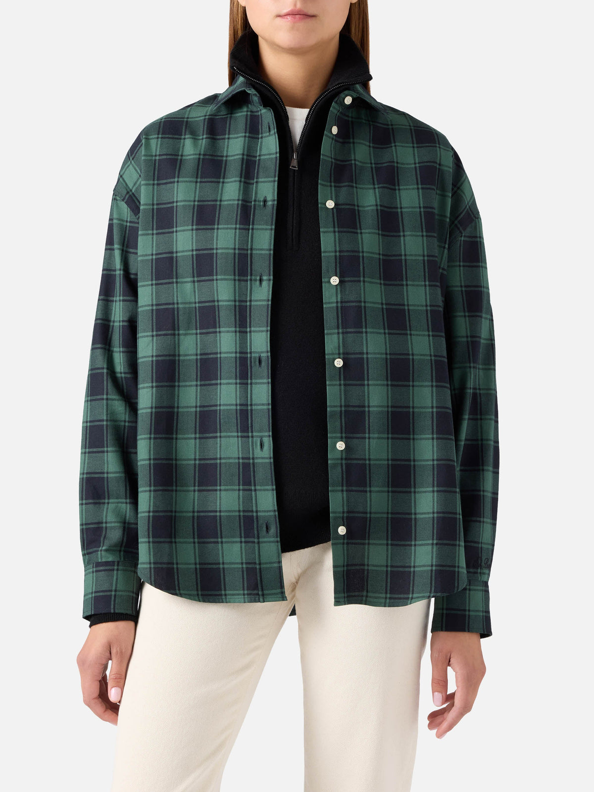 Camicia Gigy verde in flanella di cotone con motivo buffalo product image 1