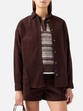 Camicia Gigy marrone scuro in velluto a coste di cotone con product image 1