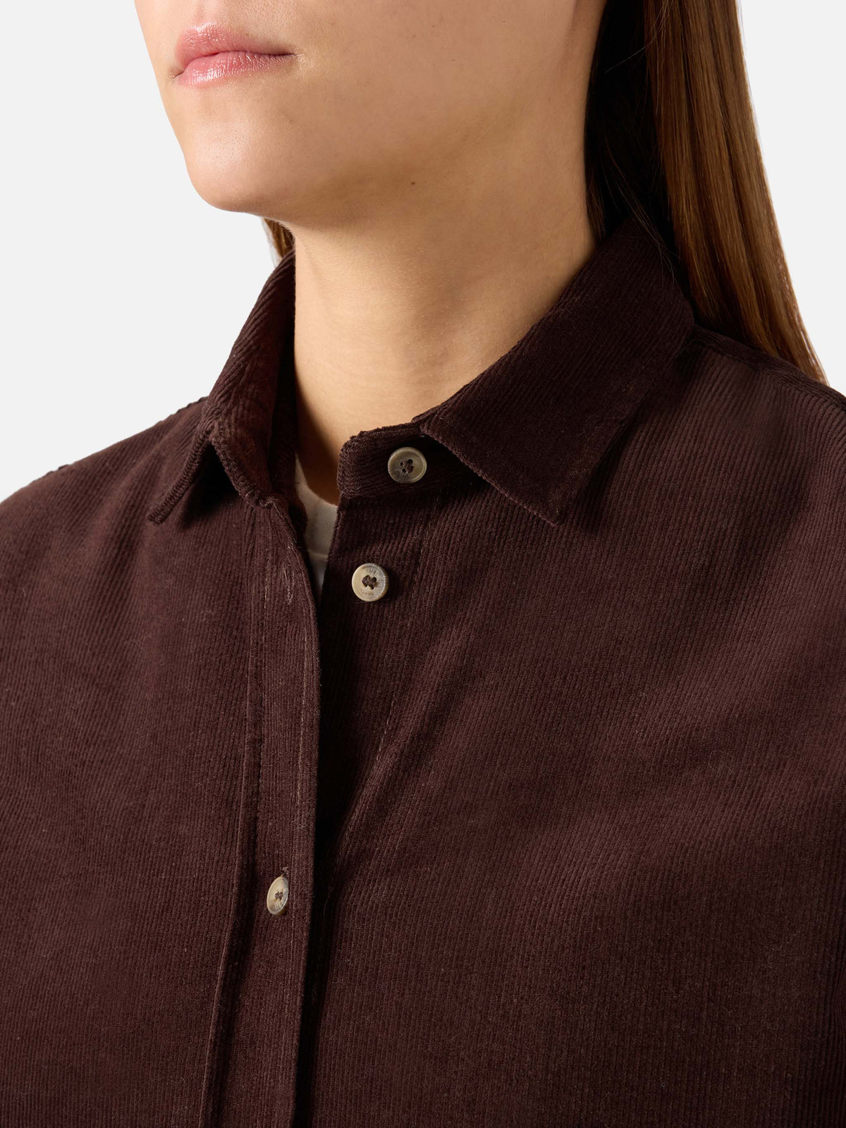 Camicia Gigy marrone scuro in velluto a coste di cotone con product image 2
