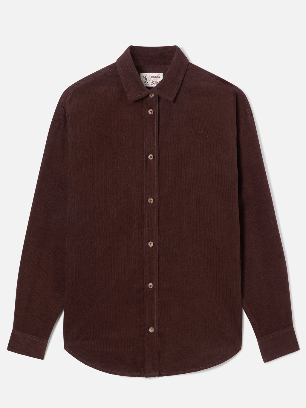 Camicia Gigy marrone scuro in velluto a coste di cotone con product image 5