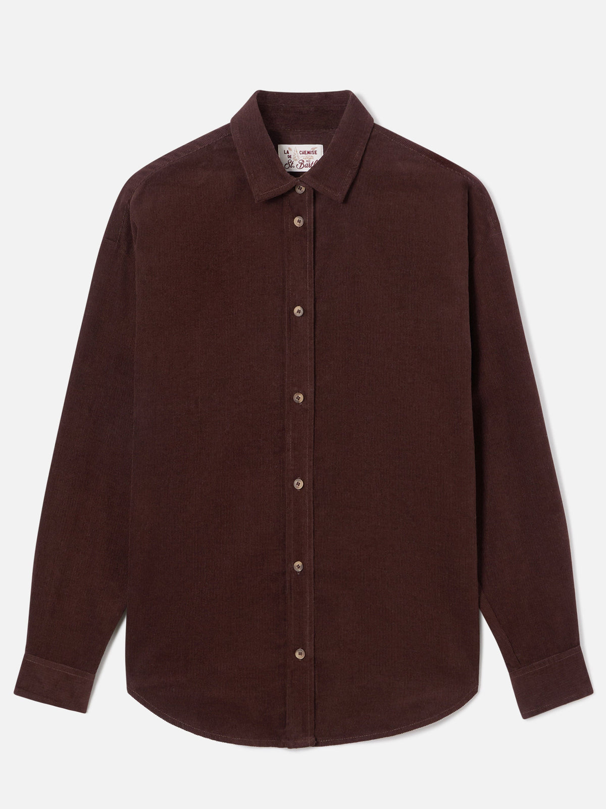 Camicia Gigy marrone scuro in velluto a coste di cotone con product image 5