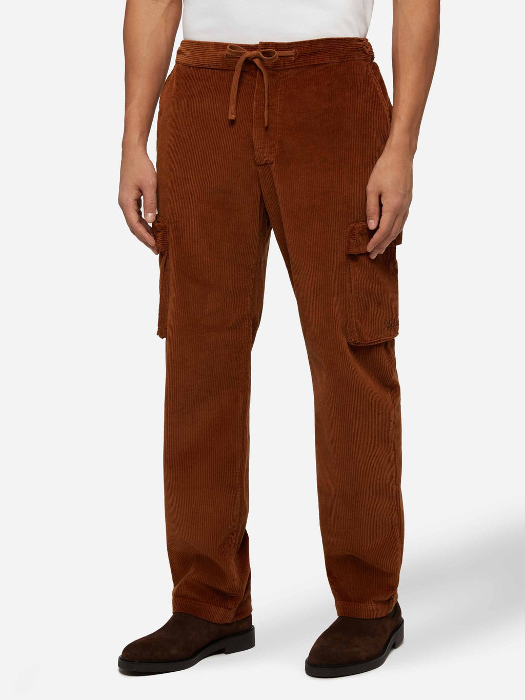 Pantaloni cargo Goldeck cammello in velluto a coste