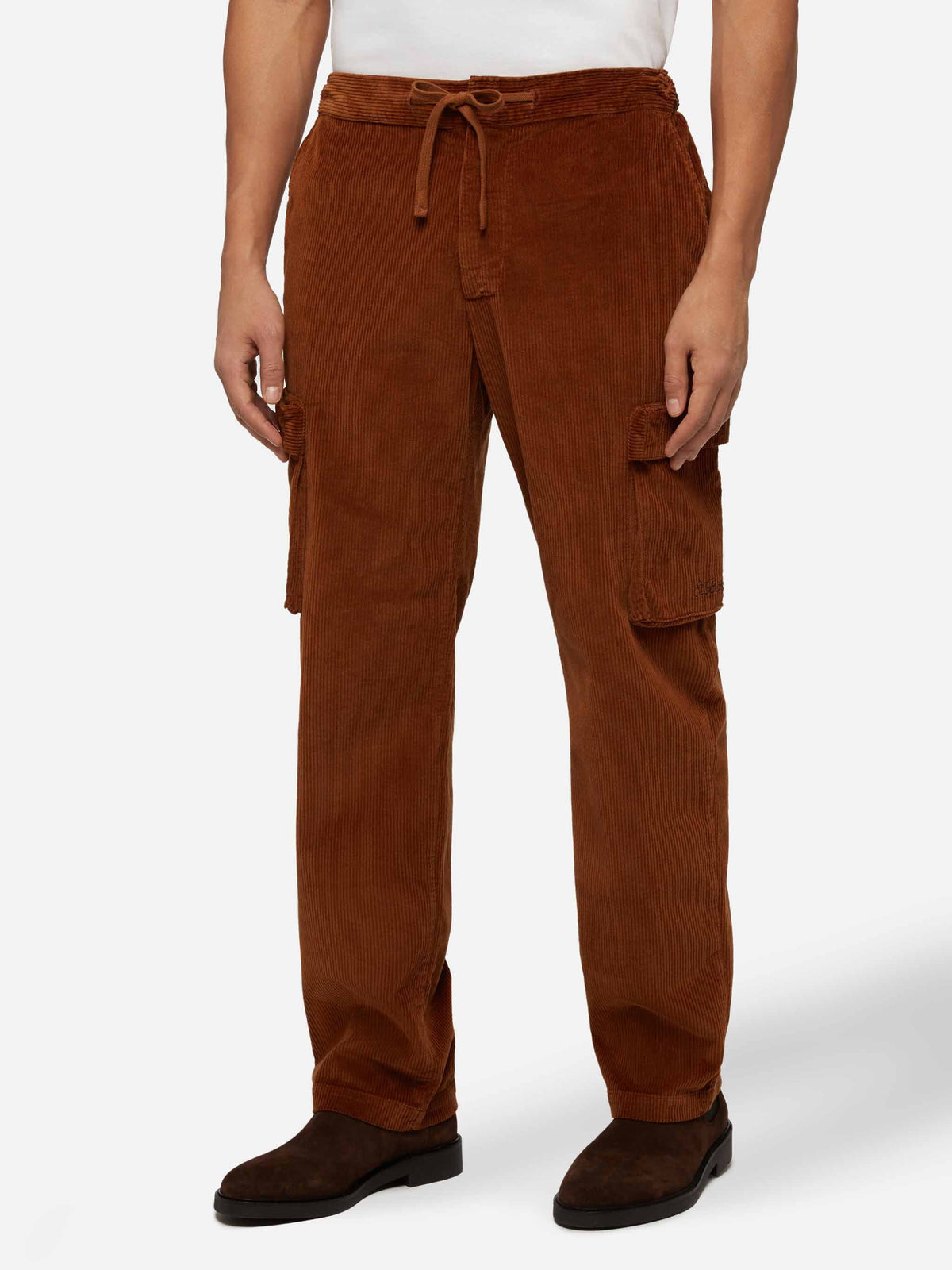 Pantaloni cargo Goldeck cammello in velluto a coste