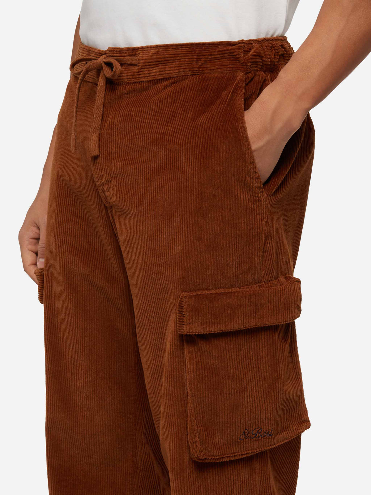 Pantaloni cargo Goldeck cammello in velluto a coste