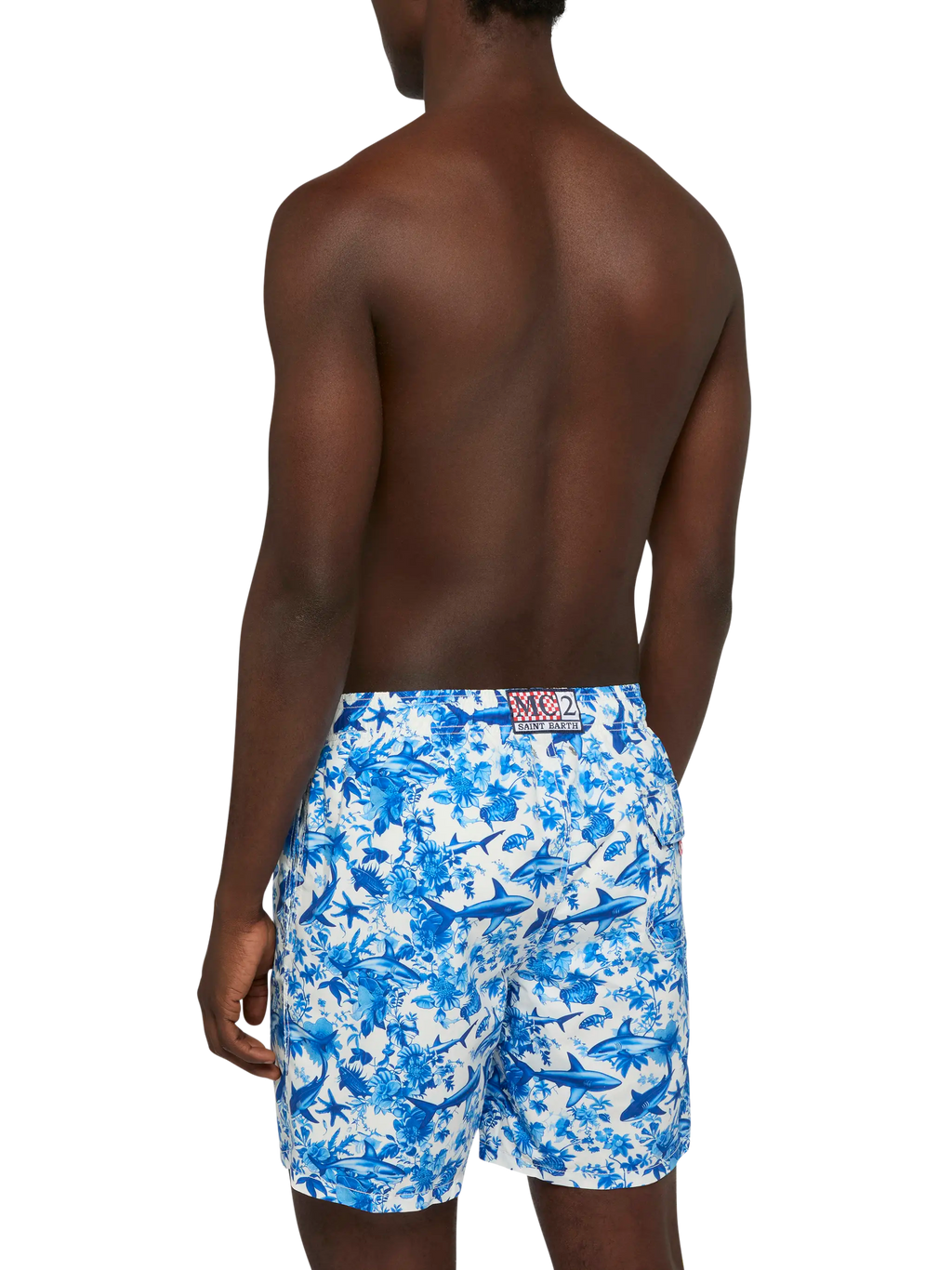 Costume mare Gustavia bianco con stampa squali | Special Edition