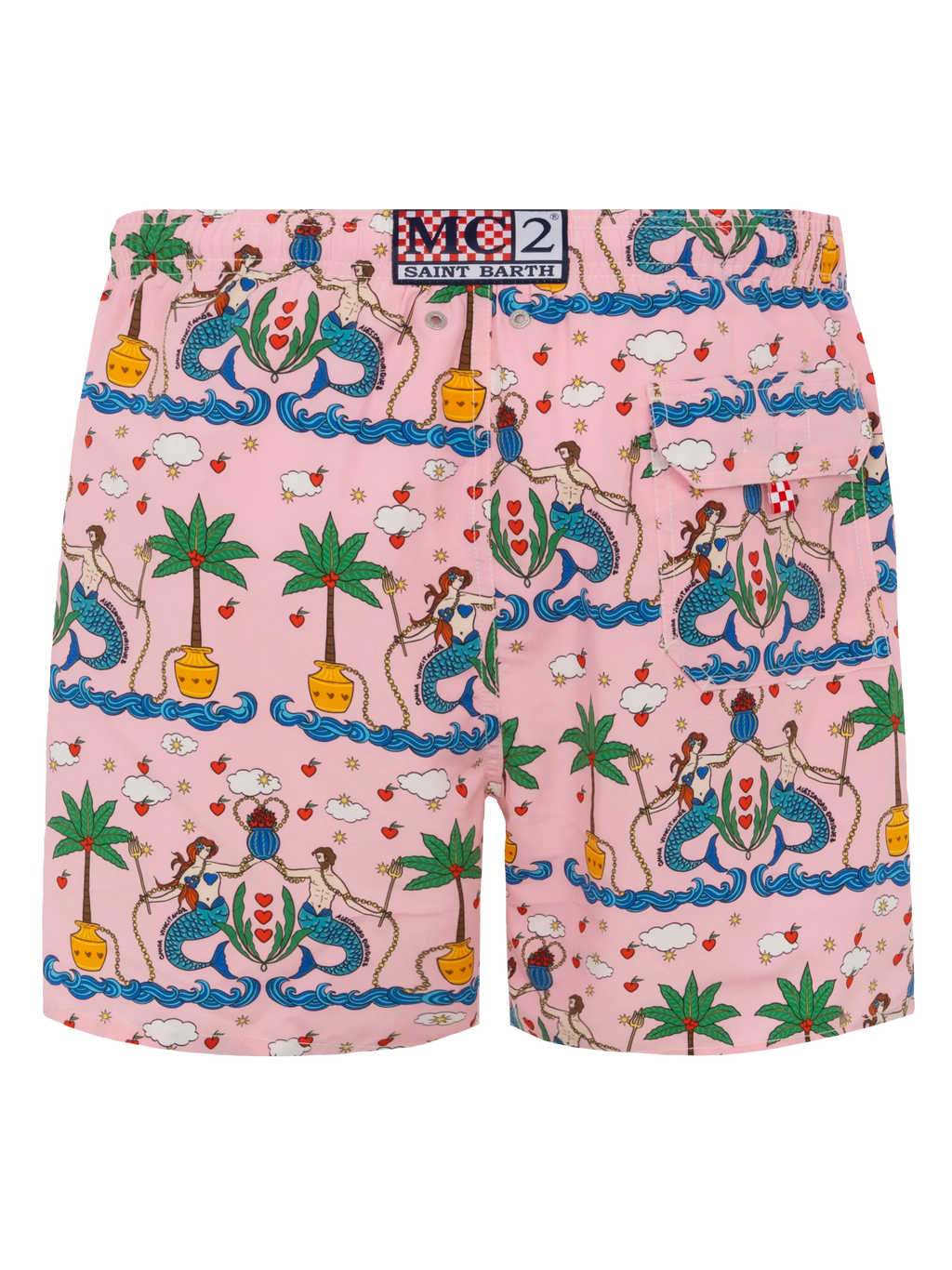 Costume mare Gustavia rosa con stampa sirene | Special Edition