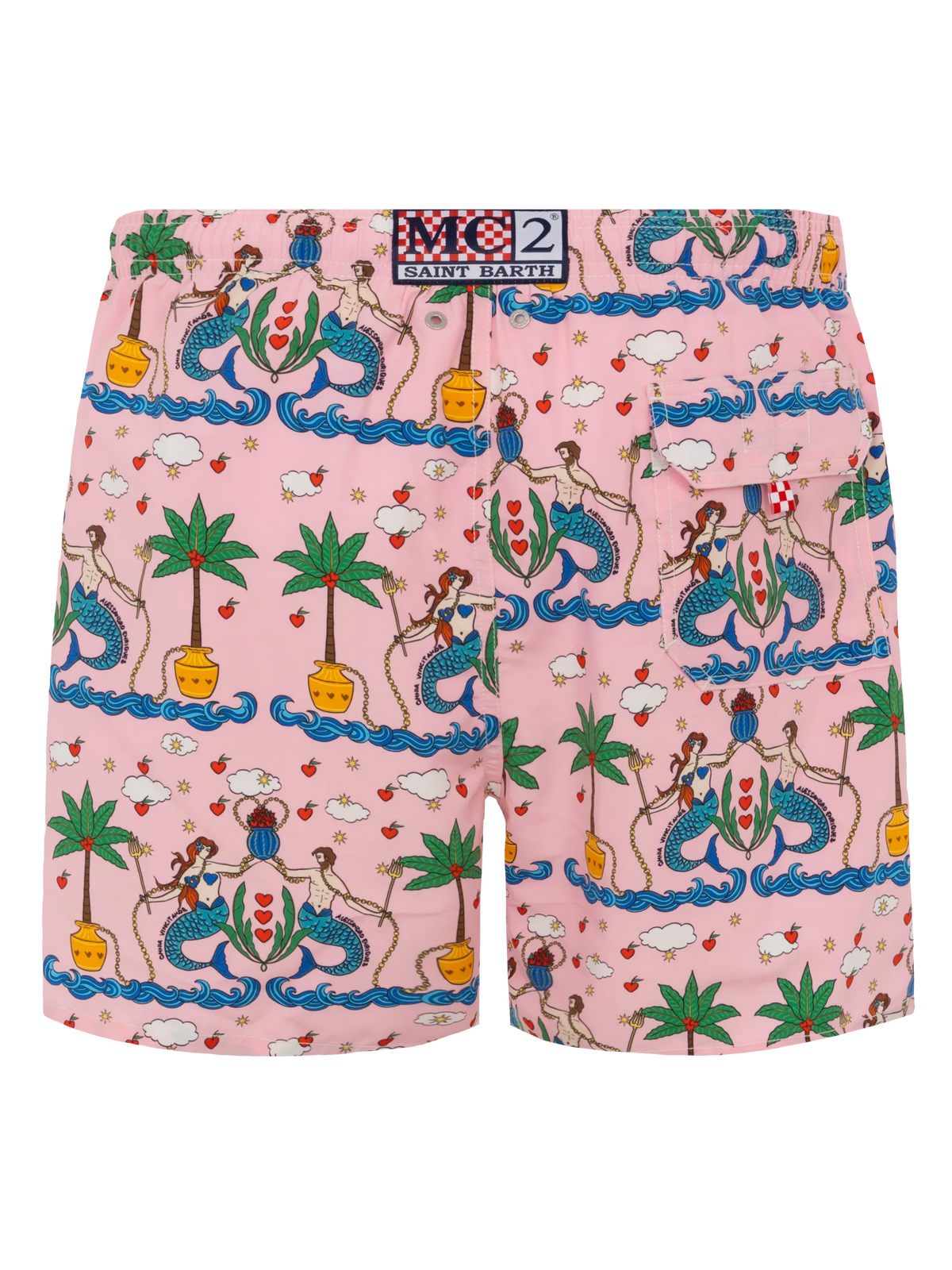 Costume mare Gustavia rosa con stampa sirene | Special Edition