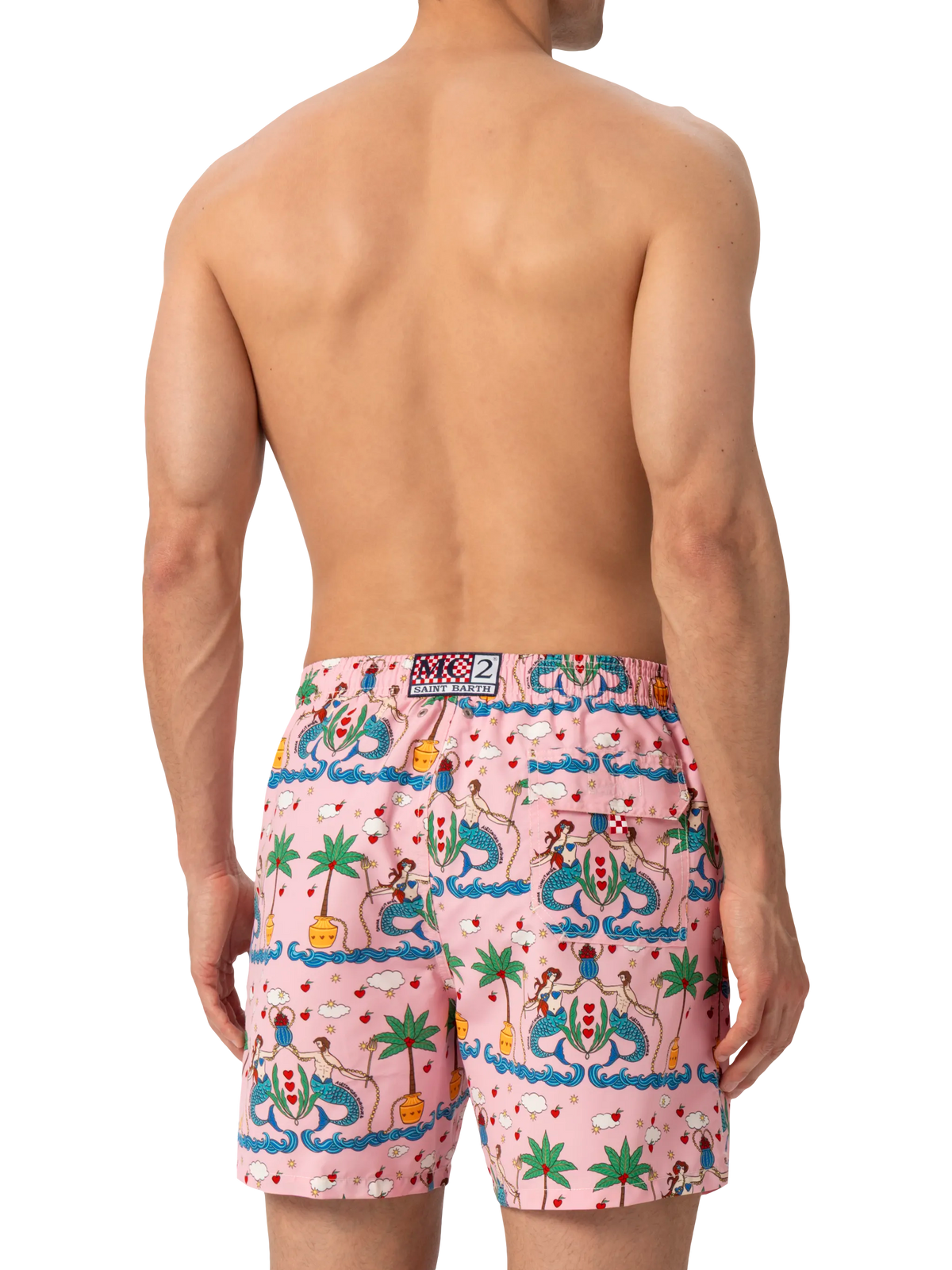 Costume mare Gustavia rosa con stampa sirene | Special Edition