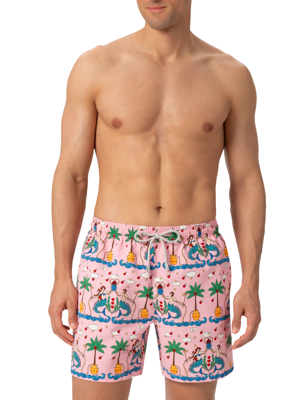 Costume mare Gustavia rosa con stampa sirene | Special Edition