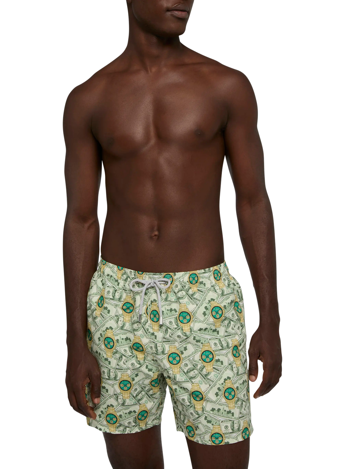 Costume mare Gustavia bianco con stampa orologi