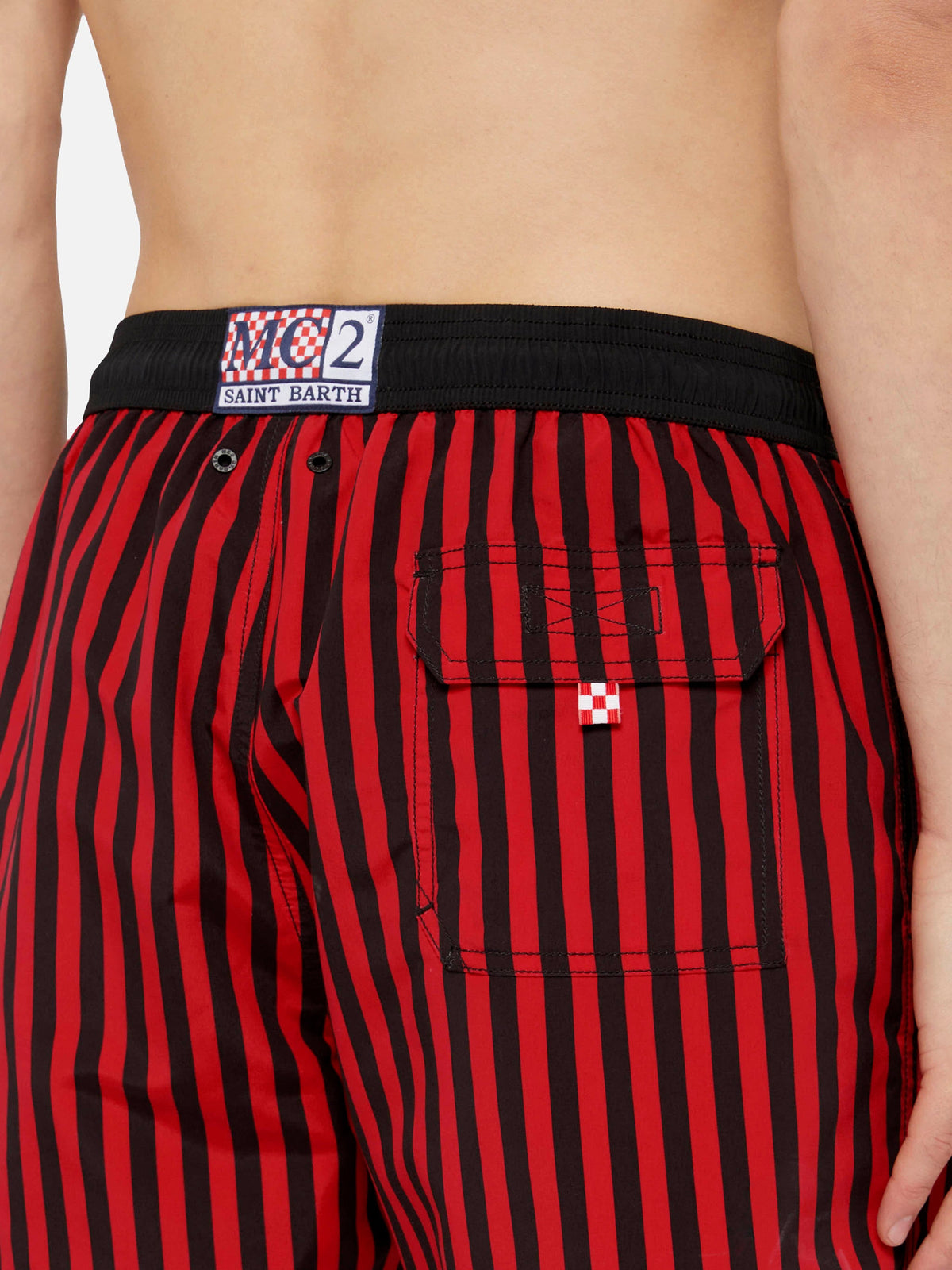 Costume mare Gustavia rosso con righe rossonere | Special Edition