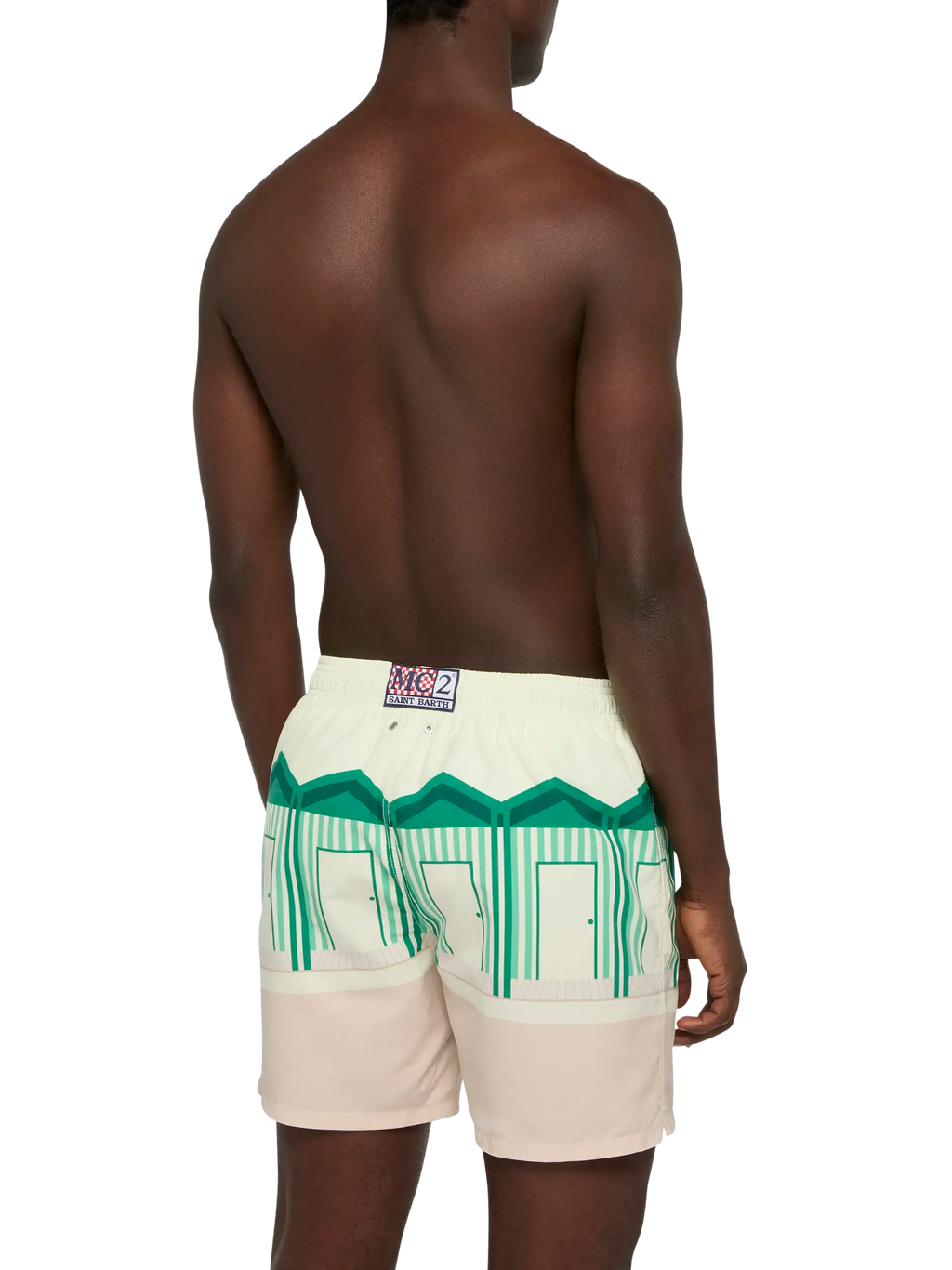Costume mare Gustavia bianco panna con stampa piazzata cartolina Forte dei Marmi