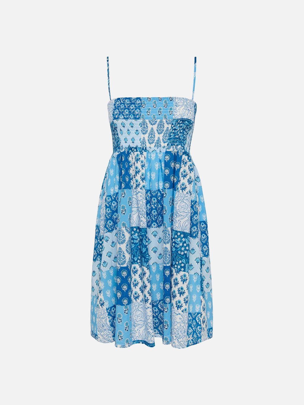 Abito Hawa azzurro con stampa a patch di fiori