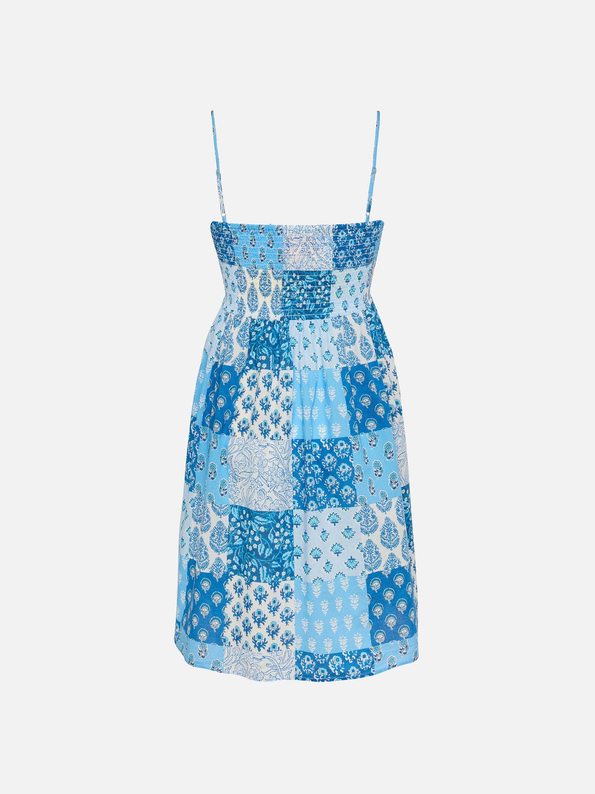 Abito Hawa azzurro con stampa a patch di fiori