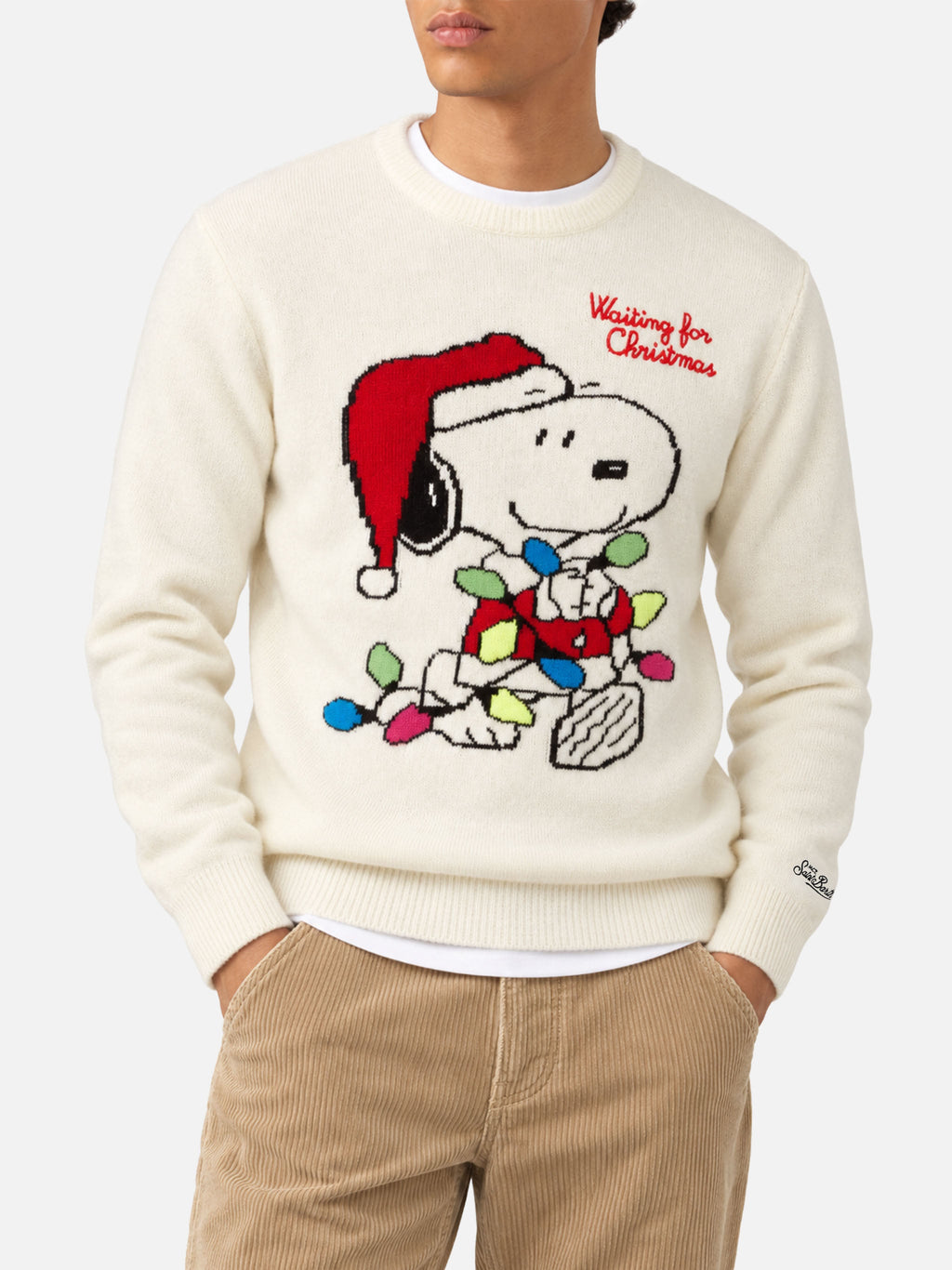 Maglione Heron bianco panna con jacquard Snoopy | Special Edition