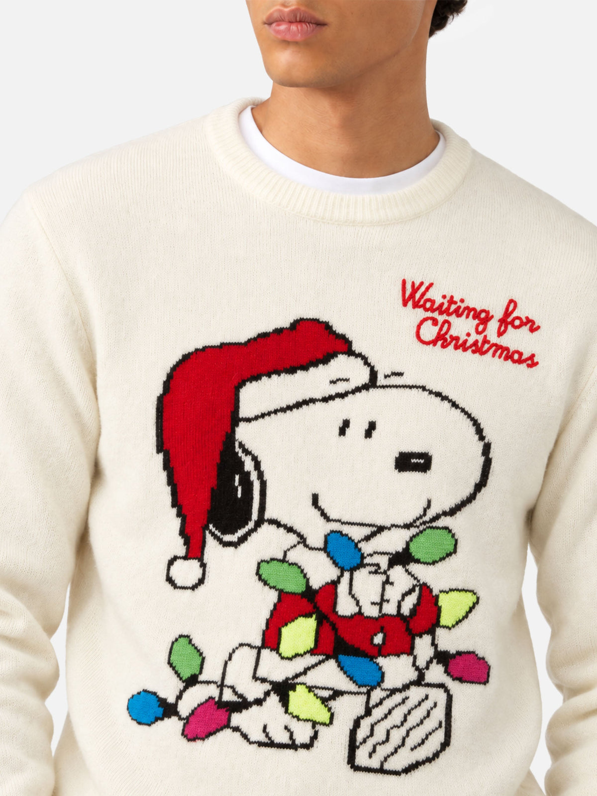 Maglione Heron bianco panna con jacquard Snoopy | Special Edition