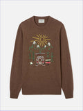 Maglia girocollo Heron marrone con ricamo St. Moritz