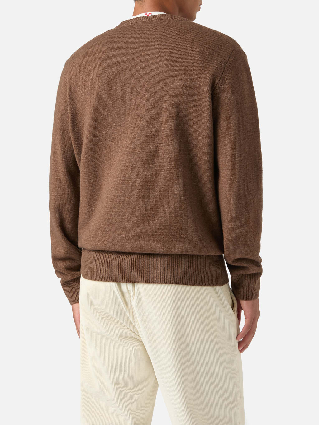 Maglia girocollo Heron marrone con ricamo St. Moritz