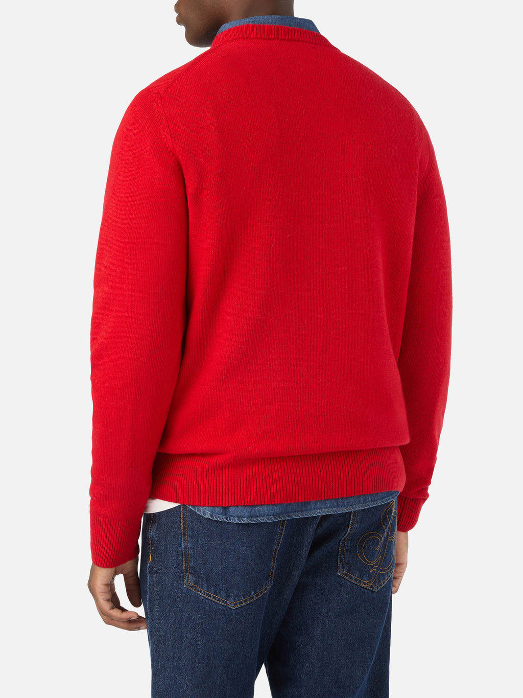 Maglia girocollo Heron rossa con intarsio Fatemi Santo