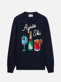 Maglia girocollo Heron blu navy con intarsio e ricamo Après Ski