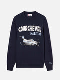 Maglia girocollo Heron blu navy con intarsio Courchevel Habitué