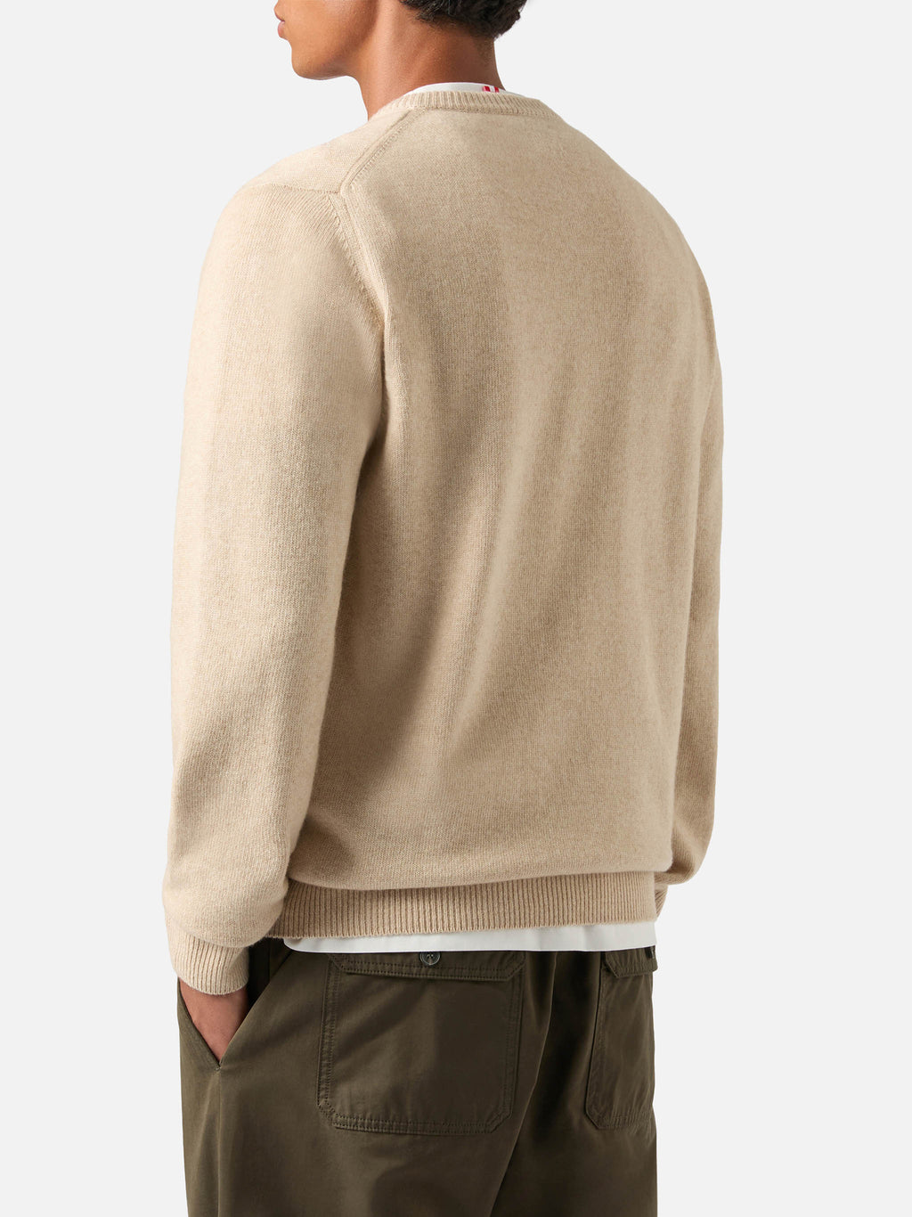 Maglia girocollo Heron beige con ricamo e intarsio Bollicine Team