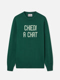 Maglia girocollo Heron verde con intarsio Chiedi A Chat