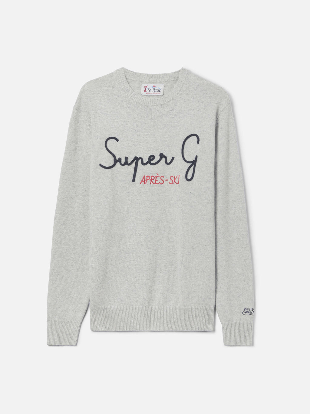 Maglione Heron grigio chiaro melange con ricamo Super G