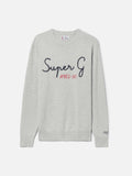 Maglione Heron grigio chiaro melange con ricamo Super G