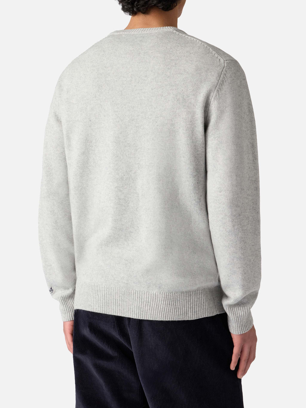 Maglione Heron grigio chiaro melange con ricamo Super G