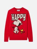 Maglione Heron rosso con jacquard Snoopy sciarpa | Special Edition