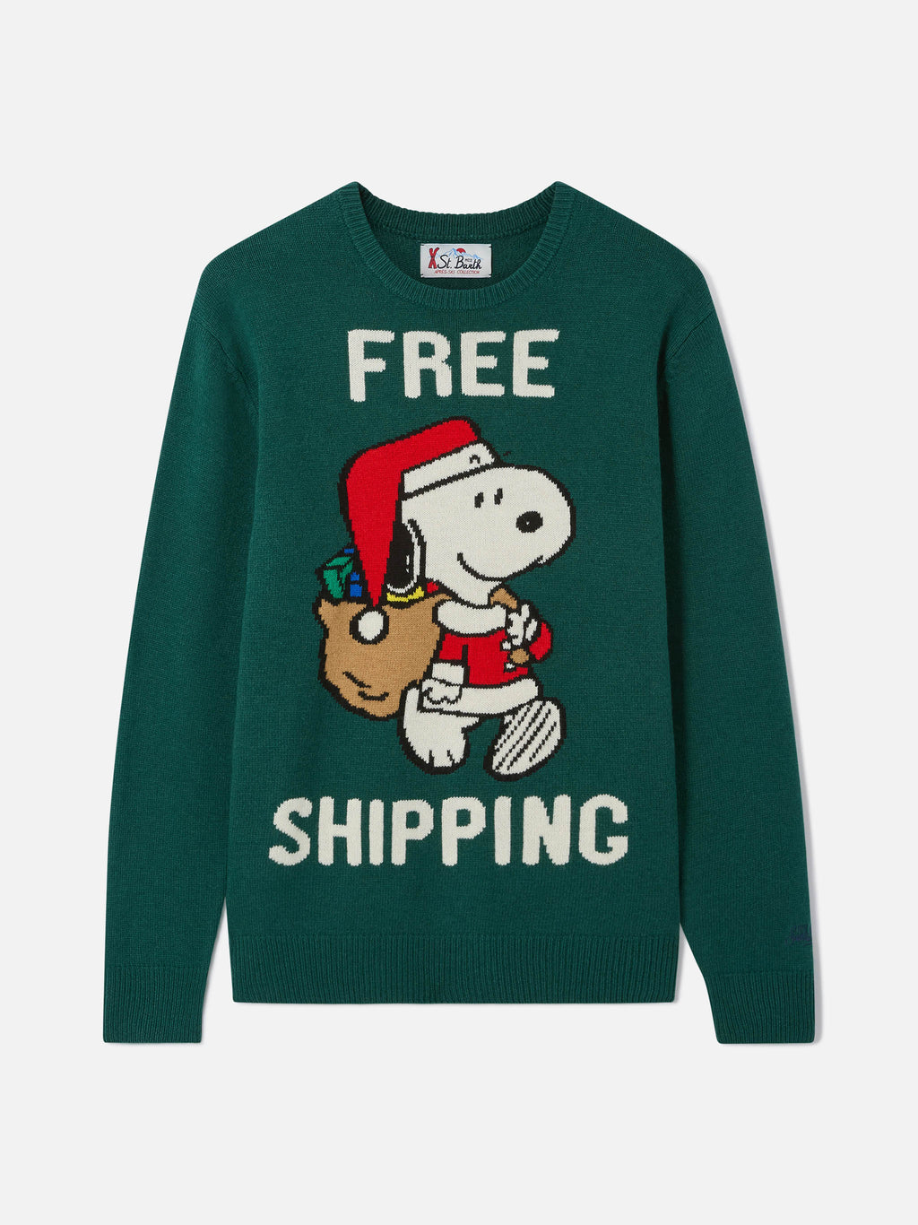 Maglione Heron verde scuro con jacquard Snoopy Free shipping | Special Edition
