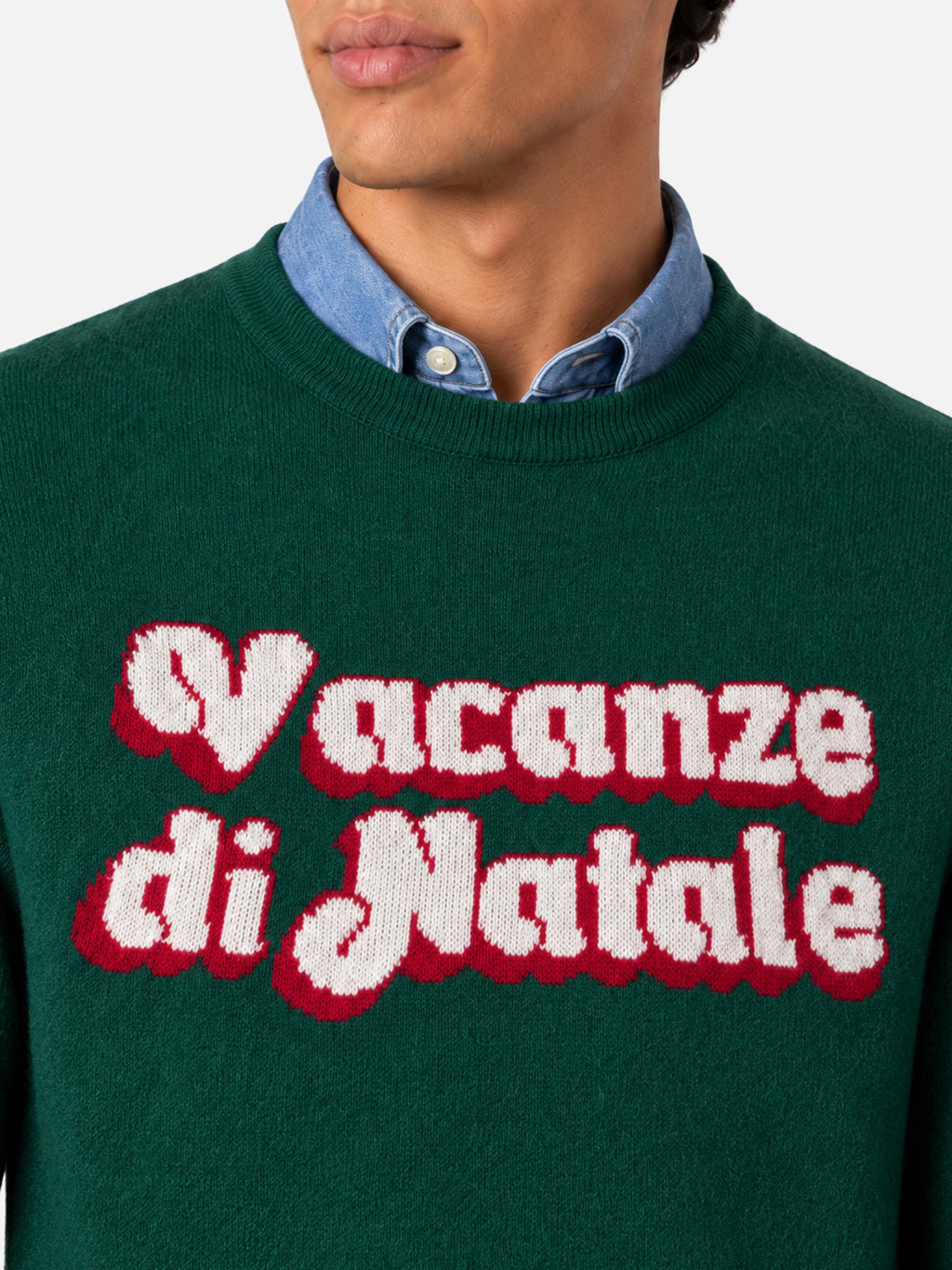 Maglione Heron verde scuro con jacquard logo Vacanze di Natale | Special Edition