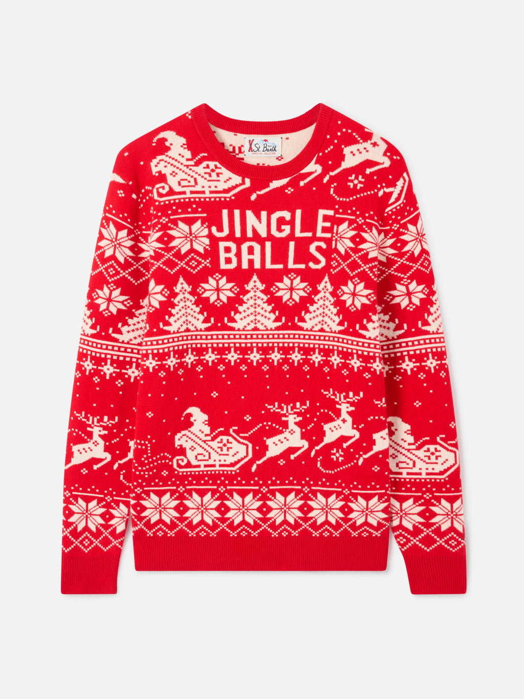 Maglione Heron rosso con jacquard Jingle Balls